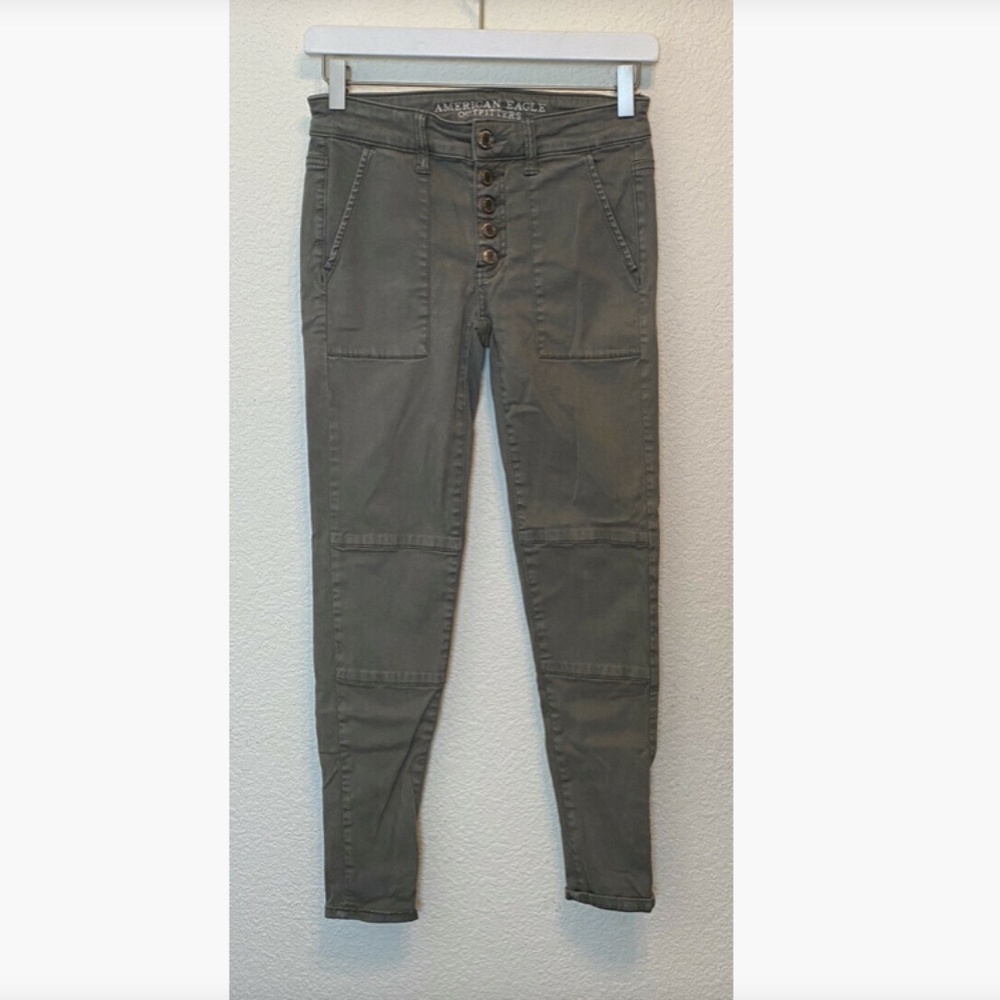 NWT American Eagle Super Hi Rise Jegging Cargo Pants Green
